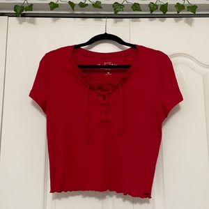 Red Crop top with Cross